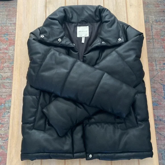 Anthropologie Avec Les Filles Faux Leather Puffer Coat - Picture 3 of 6